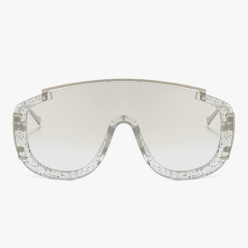 SILVER SPARKLE CURVED SILVER FRAMED SUNGLASSES